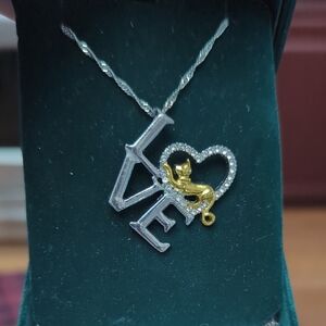 Silver and Gold Love Pendant Necklace